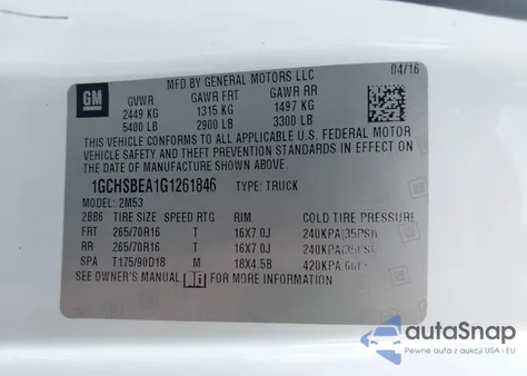 2016 Chevrolet Colorado Wt from USA, damaged, VIN 1GCHSBEA1G1261846